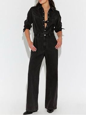 NWT Levi's Rinoa Wide-Leg Long Sleeve Black Denim Jean Boiler Style Jumpsuit S